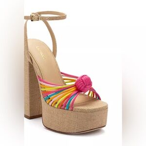 Larroude Valerie 140mm knotted satin platform sandals 9.5